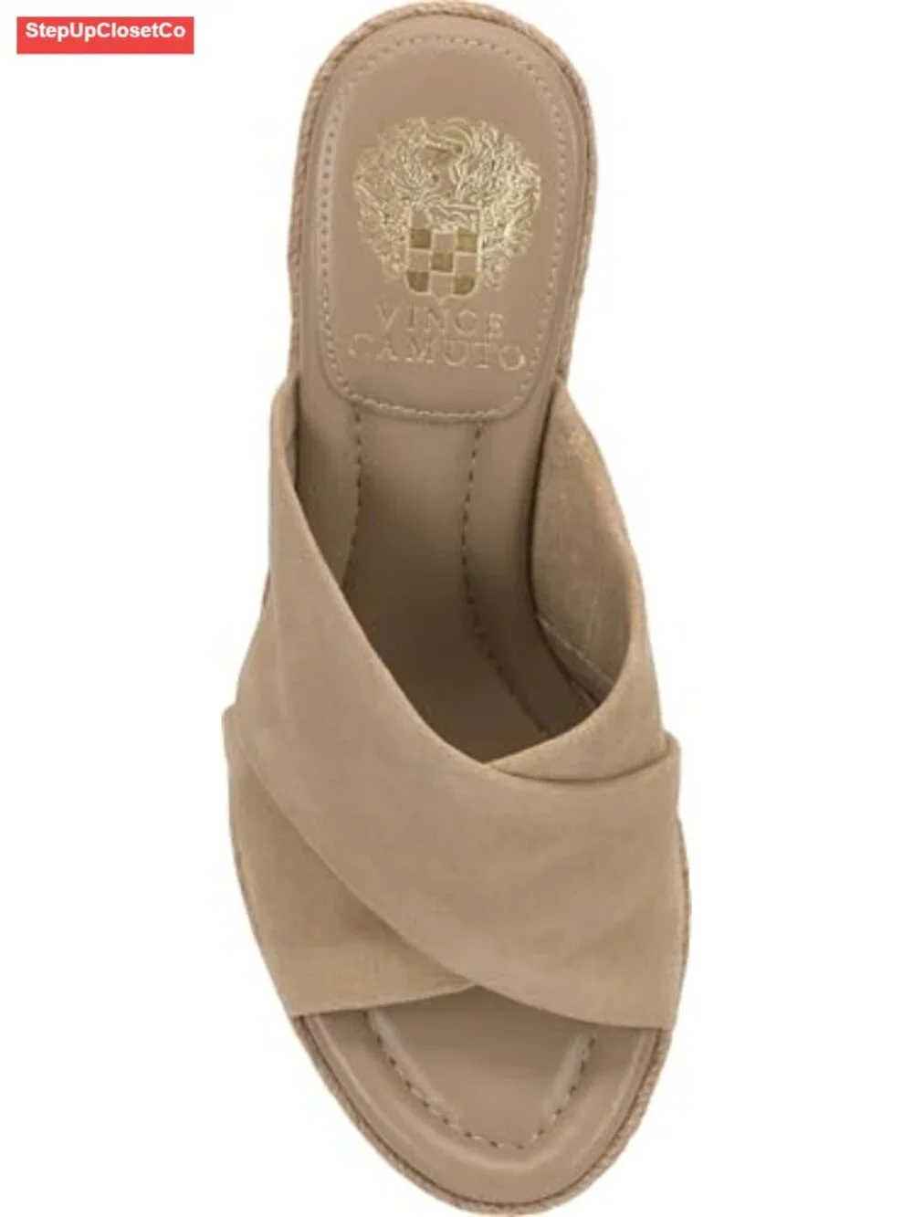 Espadrille Wedge Sandals - Suede X-Strap Slip On Woven Heels